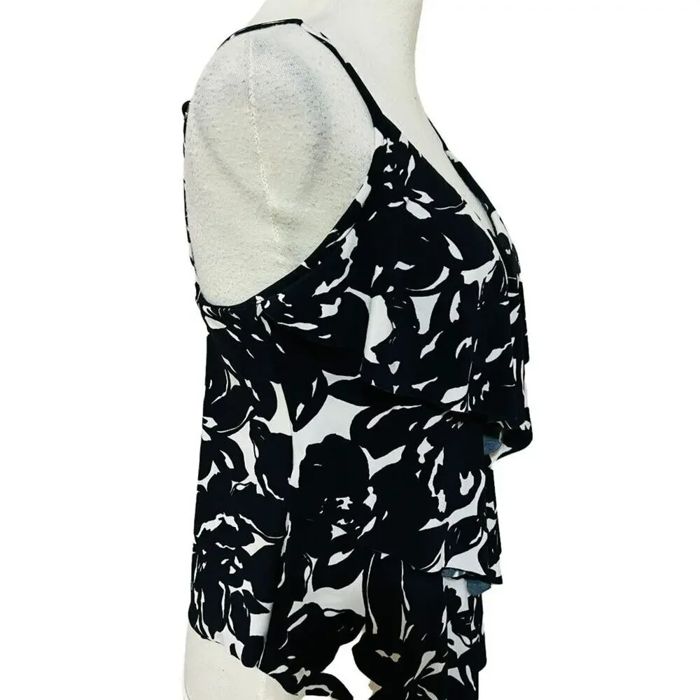 Magicsuit Magnolia Blossom Black White Rita Tankini Top Size 8